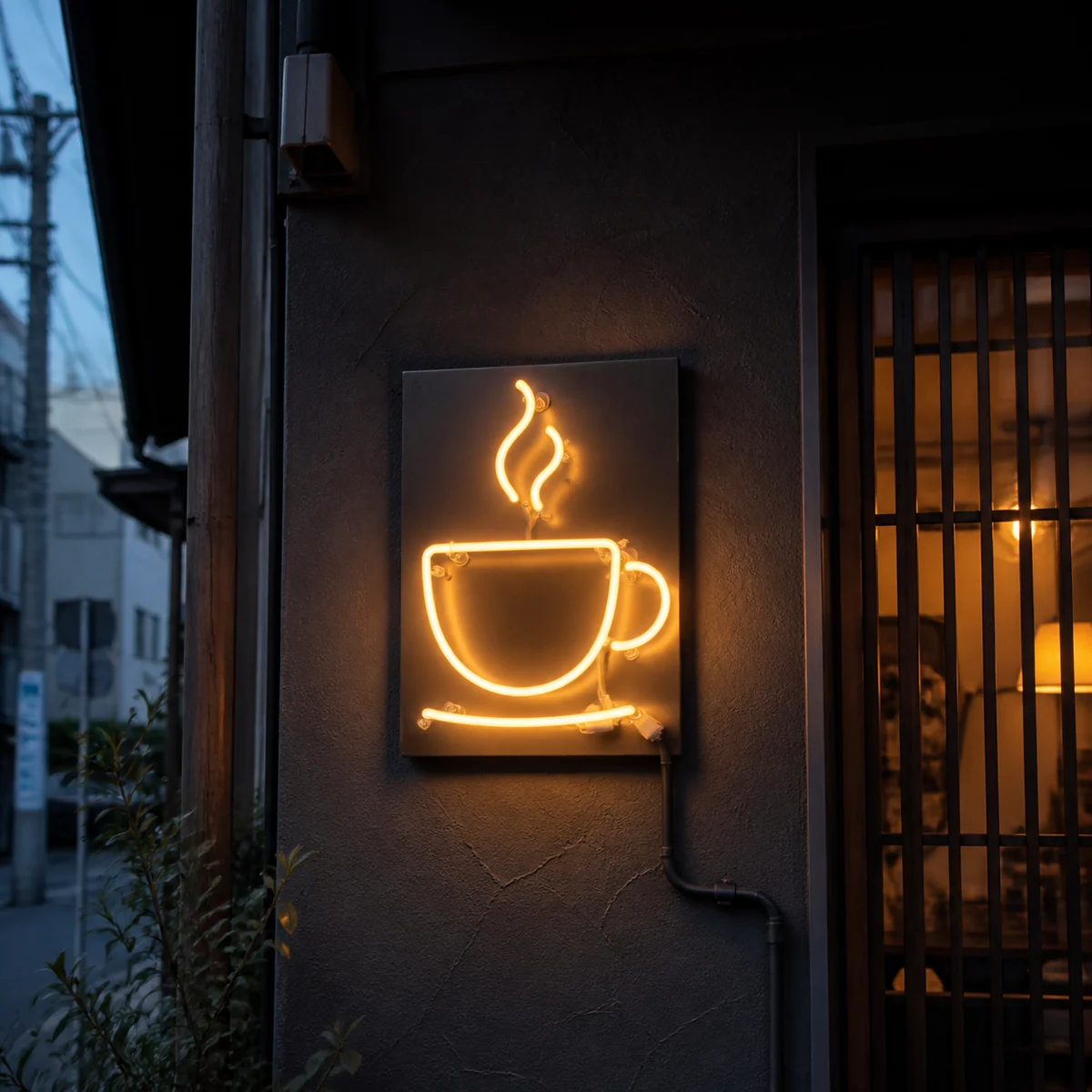 小さな店舗に設置したネオンサインのデザインイメージ